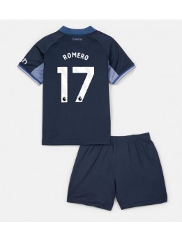 Otroški Nogometna dresi replika Tottenham Hotspur Cristian Romero #17 Gostujoči 2023-24 Kratek rokav (+ hlače)